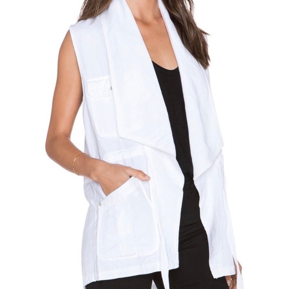 SANCTUARY White Linen Sleeveless Safari Vest L
